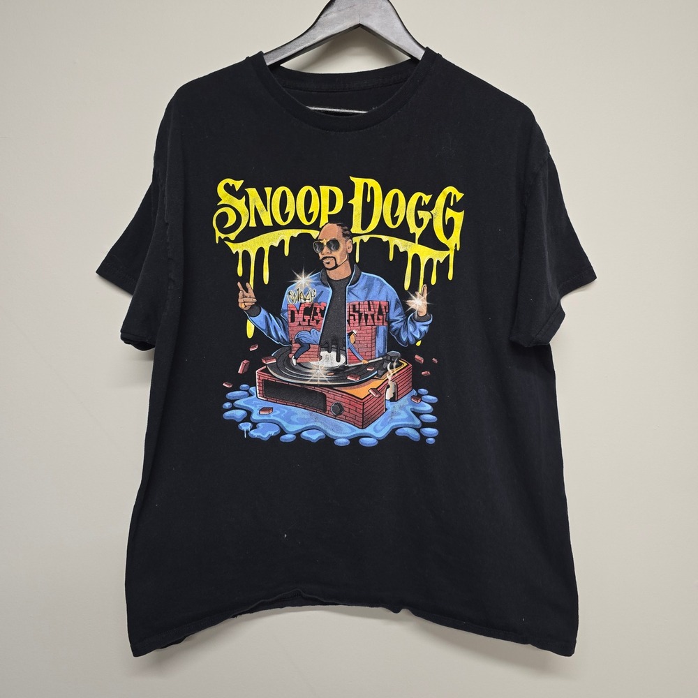 Death Row Records Snoop Dogg Shirt Mens XL Black Graphic Rap Hip Hop Streetwear‎